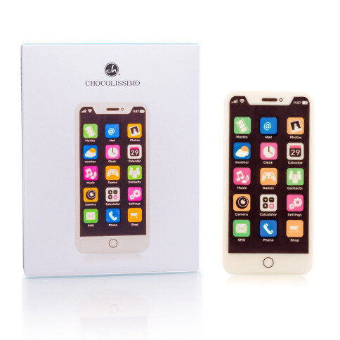 smartphone z čokolády, čokoládový smartphone, telefon z čokolády, čokoládový telefon, čokoldádové figurky