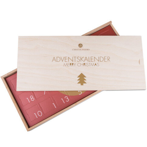 adventní kalendář, luxusní adventní kalendář, nejlepší adventní kalendář, adventní kalendář v dřevěné krabičce, adventní kalendář chocolissimo