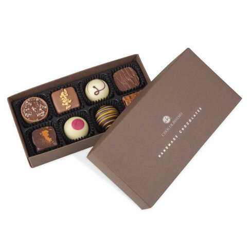 Belgické pralinky, čokoládové pralinky, dárkové balení pralinek, pralinková kolekce, firmenní dárky s personalizací, firemní čokoládky s logem