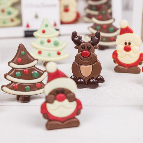 čokoládový stromeček, čokoládové vánoční figurky, vánoční figurky z čokolády, čokoládové vánoční dekorace, vánoční čokolády